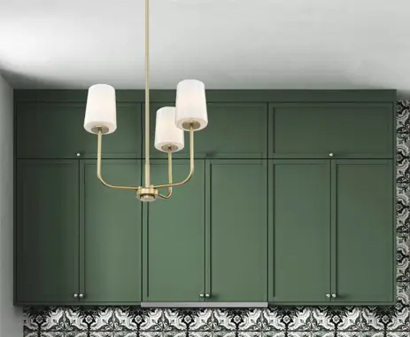 Mini chandelier in kitchen