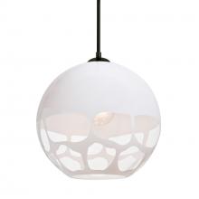 Besa Lighting 1JC-ROCKYWH-BK - Besa, Rocky Cord Pendant, White, Black Finish, 1x60W MAX E26 Base