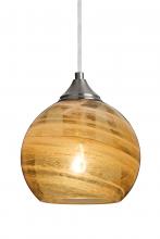 Besa Lighting 1JT-JILLYAM-SN - Besa, Jilly Cord Pendant, Vapor Amber, Satin Nickel Finish, 1x60W Medium Base