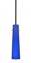 Besa Lighting 1TT-5674CM-BR-L - Besa Camino Stem Pendant Bronze Cobalt Blue Matte 1x40W Halogen, 15Ft. Cord