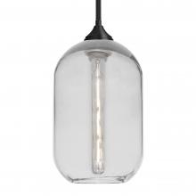 Besa Lighting 1TT-OMEGA12CL-EDIL-BK - Besa, Omega 12 Stem Pendant, Clear, Black Finish, 1x4W LED Filament