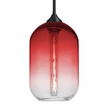 Besa Lighting 1TT-OMEGA12RD-EDIL-BK - Besa, Omega 12 Stem Pendant, Red/Clear, Black Finish, 1x4W LED Filament