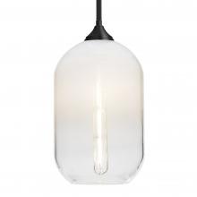 Besa Lighting 1TT-OMEGA12WH-EDIL-BK - Besa, Omega 12 Stem Pendant, White/Clear, Black Finish, 1x4W LED Filament