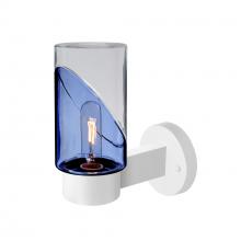 Besa Lighting BLINKBL-WALL-EDIL-WH - Blink Outdoor Sconce, Blue/Clear, White Finish, 1x5W LED Filament