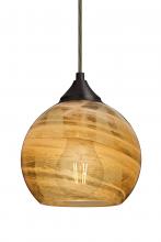 Besa Lighting J-JILLYAM-EDIL-BR - Besa, Jilly Cord Pendant For Multiport Canopy, Vapor Amber, Bronze Finish, 1x5W LED F