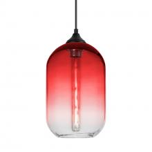 Besa Lighting OP-OMEGA12RD-EDIL-BK - Besa, Omega 12 Outdoor Pendant, Red/Clear, Black Finish, 1x5W LED Filament