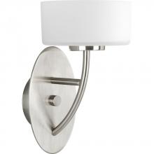  P3209-09WB - One Light Brushed Nickel Opal Etched Glass Bathroom Sconce