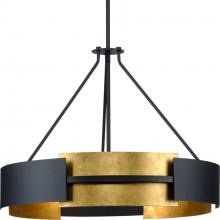 Progress P500330-031 - Lowery Collection Five-Light Textured Black Industrial Luxe Semi-Flush Convertible or Hanging Pendan