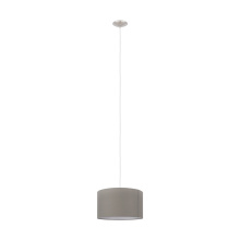 Eglo 204254A - 1 LT Pendant w/ Matte Nickel Finish & Taupe Fabric Shade