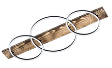 Eglo 204922A - Boyal - 3Lt Integrated LED Pendant With a Brushed Pine Wood Finish and Structured Black Shades