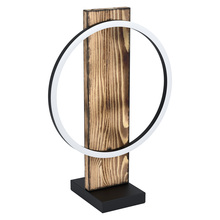 Eglo 99457A - 1 LT Integrated LED Table Lamp With a Brushed Pine Wood finish and Structured Black Shade
