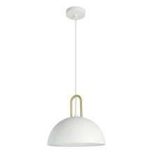 Eglo 99695A - 1 LT Pendant w/ White Finish & White Metal Shade w/ Brushed Gold Accent