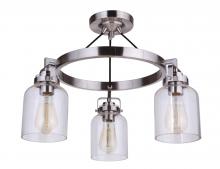 Craftmade 53653-BNK - Foxwood 3 Light Convertible Semi Flush in Brushed Polished Nickel