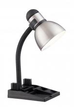 Satco Products 57/056 - Goose Neck Desk Lamp; GU24 Bulb Base; Steel / Black Finish; Organization Tray Base