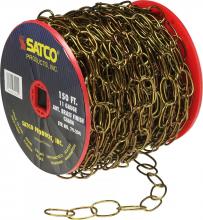 Satco Products 79/204 - 11 Gauge Chain; Antique Brass Finish; 50 Yards (150 Feet) To Reel; 1 Reel To Master; 15lbs Max