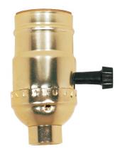 Satco Products 80/1004 - 3-Way (2 Circuit) Turn Knob Socket With Removable Knob; 1/4 IPS; Aluminum; Brite Gilt Finish; 250W;