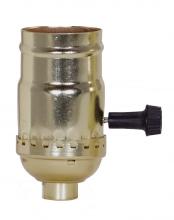 Satco Products 80/1008 - 3 Terminal (2 Circuit) Turn Knob Socket With Removable Knobs; 1/8 IPS; Aluminum; Brite Gilt Finish;