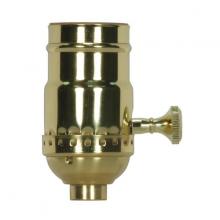 Satco Products 80/1024 - 3-Way (2 Circuit) Turn Knob Socket With Removable Knob; 1/8 IPS; 3 Piece Stamped Solid Brass;