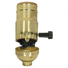 Satco Products 80/1118 - 3-Way (2 Circuit) Turn Knob Socket With Removable Knob And Strain Relief; Aluminum; Brite Gilt