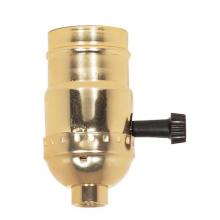 Satco Products 80/1158 - 3-Way (2 Circuit) Turn Knob Socket With Removable Knob; 1/8 IPS; Aluminum; Brite Gilt Finish; 250W;