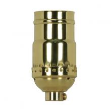 Satco Products 80/1175 - 3-Way (2 Circuit) Keyless Socket; 1/8 IPS; 3 Piece Stamped Solid Brass; Polished Brass Finish; 660W;