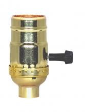 Satco Products 80/1501 - 3 Terminal (2 Circuit) Turn Knob Socket With Removable Knobs; 1/4 IPS; Aluminum; Brite Gilt Finish;