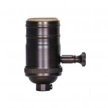 Satco Products 80/1968 - 3-Way (2 Circuit) Turn Knob Socket With Removable Knob; 1/8 IPS; Aluminum; Dark Antique Brass