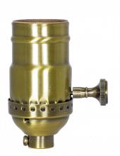 Satco Products 80/2211 - 3-Way (2 Circuit) Turn Knob Socket With Removable Knob; 1/8 IPS; 3 Piece Stamped Solid Brass;