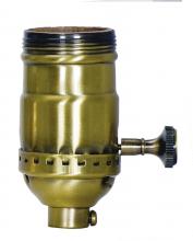 Satco Products 80/2356 - 3-Way (2 Circuit) Turn Knob Socket With Removable Knob; 3 Piece Stamped Solid Brass; Antique Brass