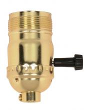 Satco Products 90/1410 - 3-Way (2 Circuit) Turn Knob Socket With Removable Knob; 1/8 IPS; Aluminum; Brite Gilt Finish; 250W;