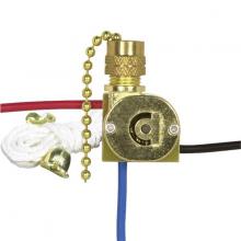 Satco Products 90/2261 - 3-Way Canopy Switch; 2 Circuit; 4 Position With Metal Chain, White Cord And Bell; 6A-125V, 3A-250V