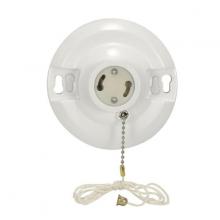 Satco Products 90/2468 - 4 Terminal White Phenolic GU24 On-Off Pull Chain Ceiling Receptacle; Screw Terminals; 4-1/2"