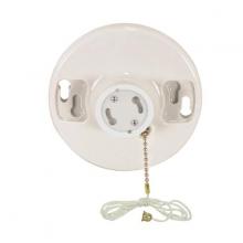 Satco Products 90/2581 - 4 Terminal White Phenolic GU24 On-Off Pull Chain Ceiling Receptacle; Screw Terminals; 4-3/8"