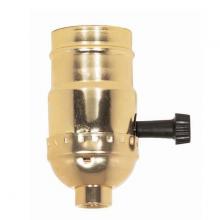 Satco Products 90/412 - 3-Way (2 Circuit) Turn Knob Socket With Removable Knob; 1/8 IPS; Aluminum; Brite Gilt Finish; 250W;