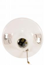 Satco Products 90/481 - 4 Terminal White Phenolic On-Off Pull Chain Ceiling Receptacle; Screw Terminals; 4-1/2"