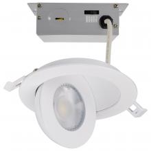 Satco Products S11840 - 9 Watt; CCT Selectable; LED Direct Wire Downlight; Gimbaled; 4 Inch Round; Remote Driver; White