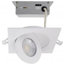 Satco Products S11841 - 9 Watt; CCT Selectable; LED Direct Wire Downlight; Gimbaled; 4 Inch Square; Remote Driver; White