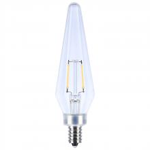 Satco Products S12140 - 2 Watt Prismatic HX11 LED; 2700K CCT; Candelabra Base; 120 Volt; Clear Finish; 2-Card