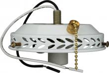 Satco Products SF77/461 - 4" Wired Fan Light Holder With On-Off Pull Chain And Intermediate Socket; White Finish