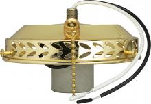 Satco Products SF77/462 - 4" Wired Fan Light Holder With On-Off Pull Chain And Intermediate Socket; Brass Finish