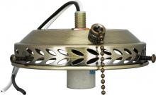 Satco Products SF77/466 - 4" Wired Fan Light Holder With On-Off Pull Chain And Candelabra Socket; Antique Brass Finish