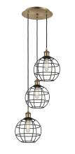 Innovations Lighting 113B-3P-AB-CE-8-BK - Lake Placid - 3 Light - 15 inch - Antique Brass - Cord Hung - Multi Pendant