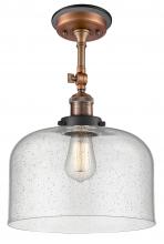 Innovations Lighting 201FBP-ACBK-G74-L - Bell - 1 Light - 12 inch - Antique Copper - Semi-Flush Mount