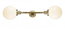 Innovations Lighting 208L-BB-G201-8 - Beacon - 2 Light - 8 inch - Brushed Brass - Bath Vanity Light