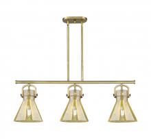 Innovations Lighting 410-3I-BB-G411-10ME - Newton Cone - 3 Light - 42 inch - Brushed Brass - Island Light