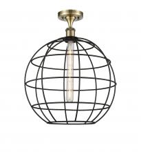 Innovations Lighting 516-1C-AB-CE-16-BK - Lake Placid - 1 Light - 16 inch - Antique Brass - Semi-Flush Mount