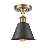 Innovations Lighting 516-1C-AB-M8-BK-LED - Smithfield - 1 Light - 7 inch - Antique Brass - Semi-Flush Mount