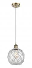 Innovations Lighting 516-1P-AB-G122-8RW - Farmhouse Rope - 1 Light - 8 inch - Antique Brass - Cord hung - Mini Pendant