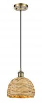 Innovations Lighting 516-1P-AB-RBD-8-NAT - Woven Rattan - 1 Light - 8 inch - Antique Brass - Mini Pendant