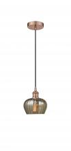 Innovations Lighting 616-1P-AC-G96-LED - Fenton - 1 Light - 7 inch - Antique Copper - Cord hung - Mini Pendant